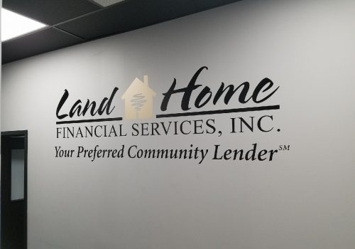 Wall vinyl graphics at Lakeville Financial Services Company