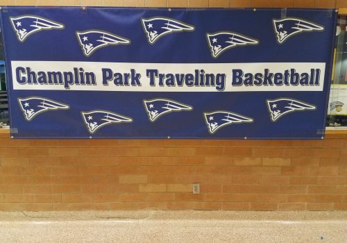 Backdrop banner; Champlin Park Traveling Basketball