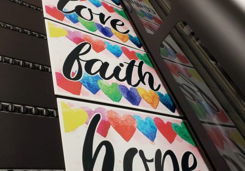 Hearts Inspirational Yard Signs: HOPE, LOVE, FAITH and COMMUNITY